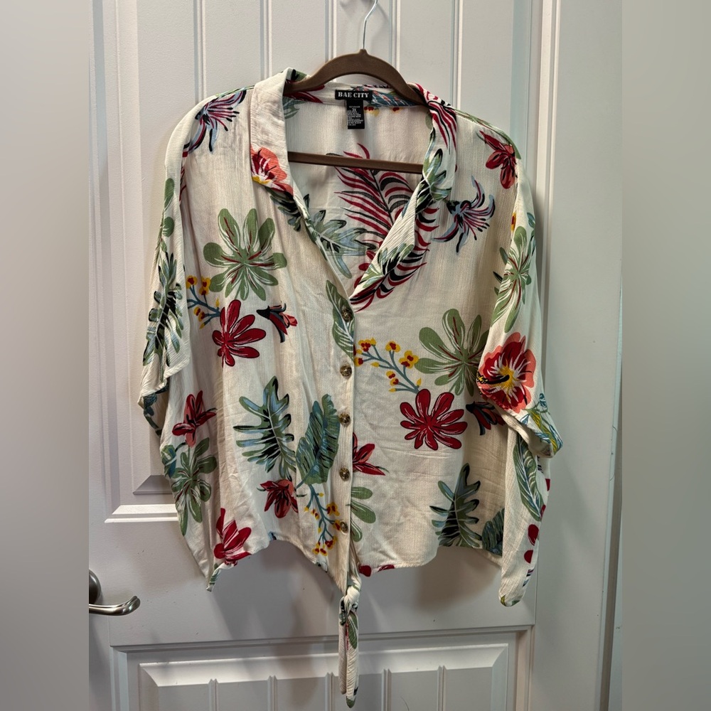 Tropical Floral Button-Down Shirt